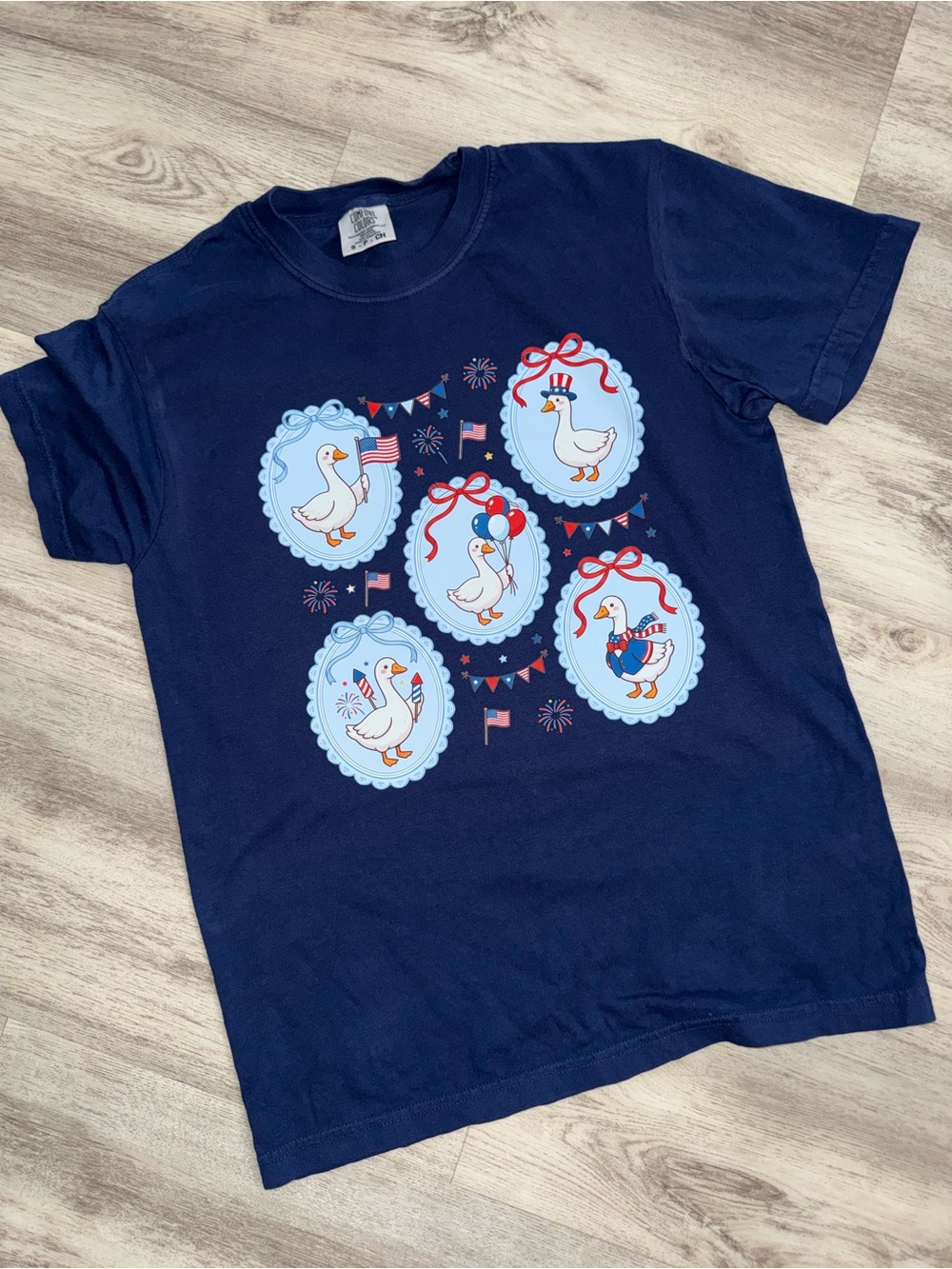Comfort Colors Navy Short Sleeve Tee with Patriotic Duck Graphic
